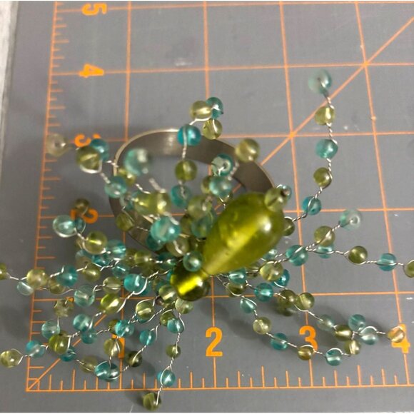 VINTAGE Pier One Beaded Napkin Rings Set Of 8 With Green & Blue Glass Beads - Picture 5 of 8